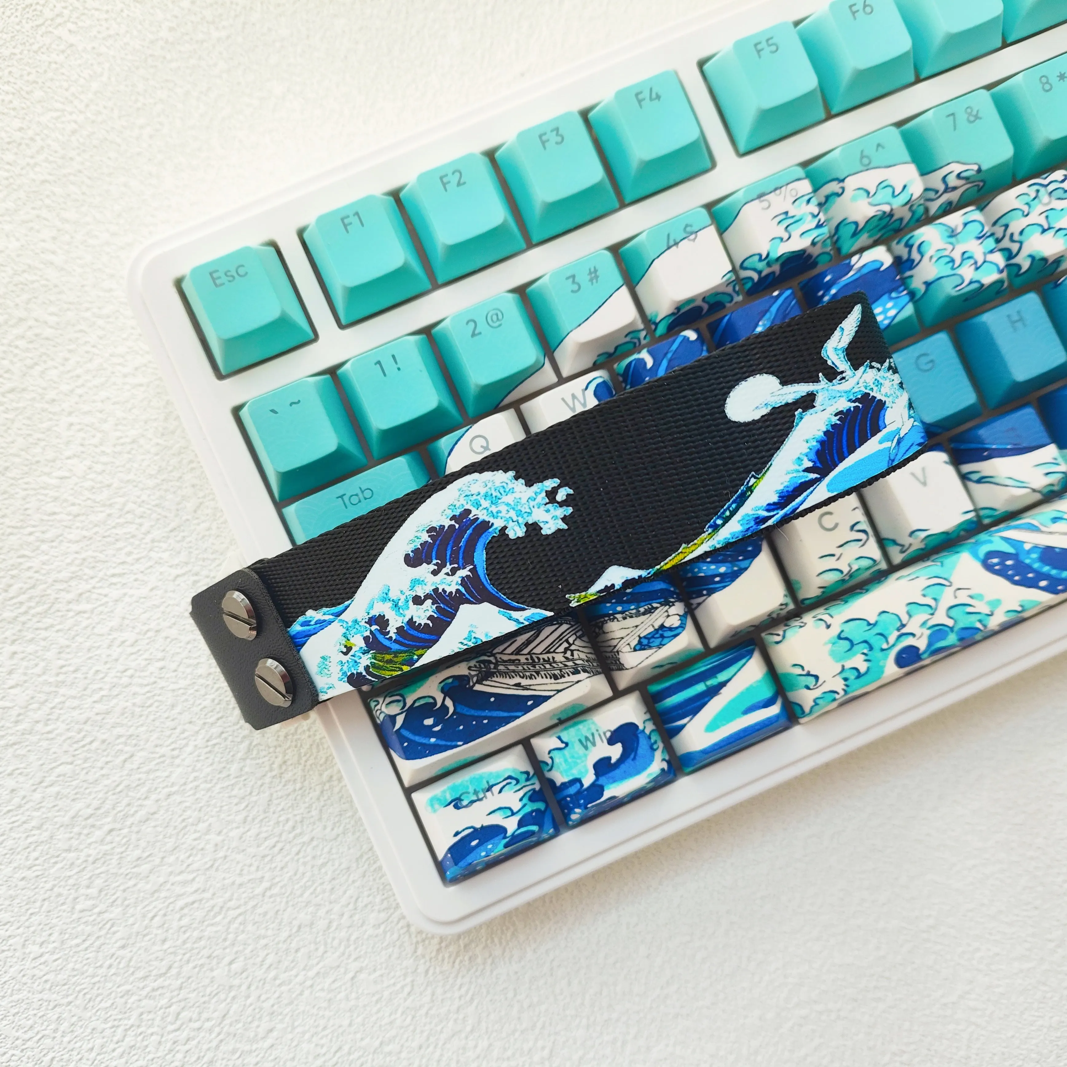 Accesorios para teclado Kanagawa, correa de cinta negra Compatible con Wooting 60HE y ATK68, correa de nailon personalizada para teclado mecánico - imagen 5