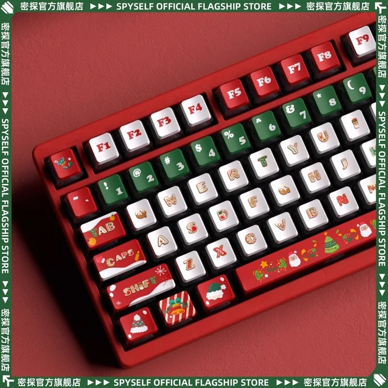 OEM 122 teclas Feliz Navidad tema Keycaps Cherry Profile Keycap ISO PBT Dye Sub para MX Switch DIY diseño Teclado mecánico - imagen 3