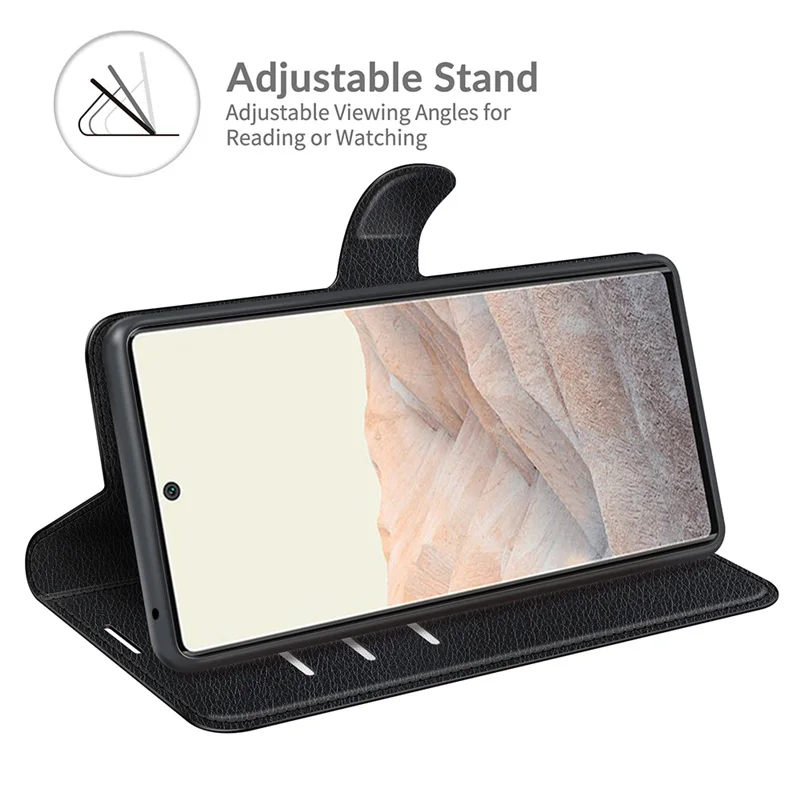 Funda de cuero para Google Pixel 6 Pro, funda de teléfono plegable de piel para Google Pixel 6 Pro, con soporte y ranura para tarjeta de crédito - imagen 4