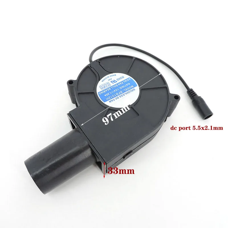 Ventilador turbo sin escobillas de 12V 9733, con fuente de alimentación europea de 3-12V, controlador de velocidad, ventilador de barbacoa, parrilla de Picnic, estufa de leña para cocinar - imagen 4