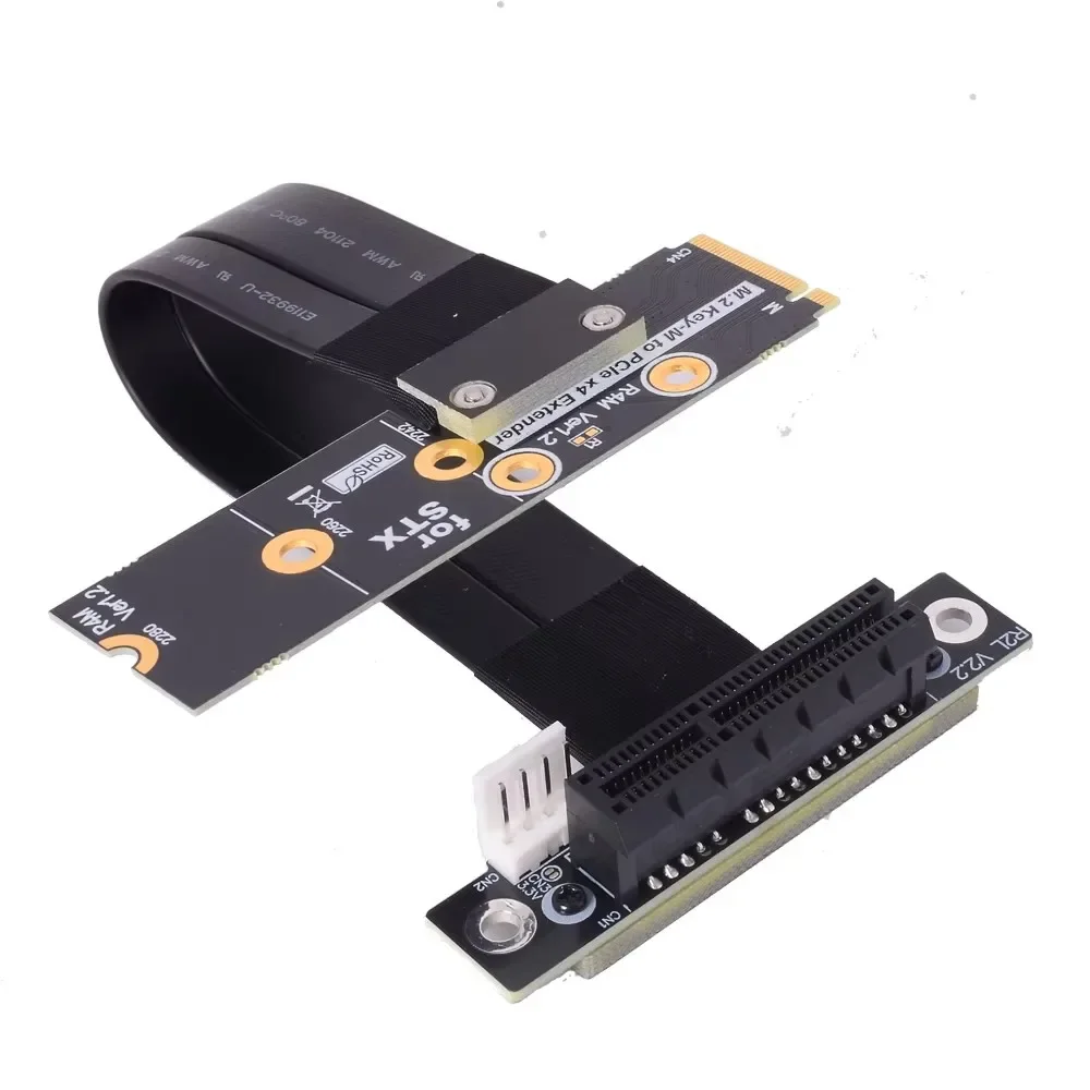 M.2 NGFF NVMe SSD a PCI-E 4,0 3,0 x4 adaptador extensor puentes PCIe 4X Cable giro 90 ángulo GPU extensión STX tarjeta de vídeo gráfica - imagen 2