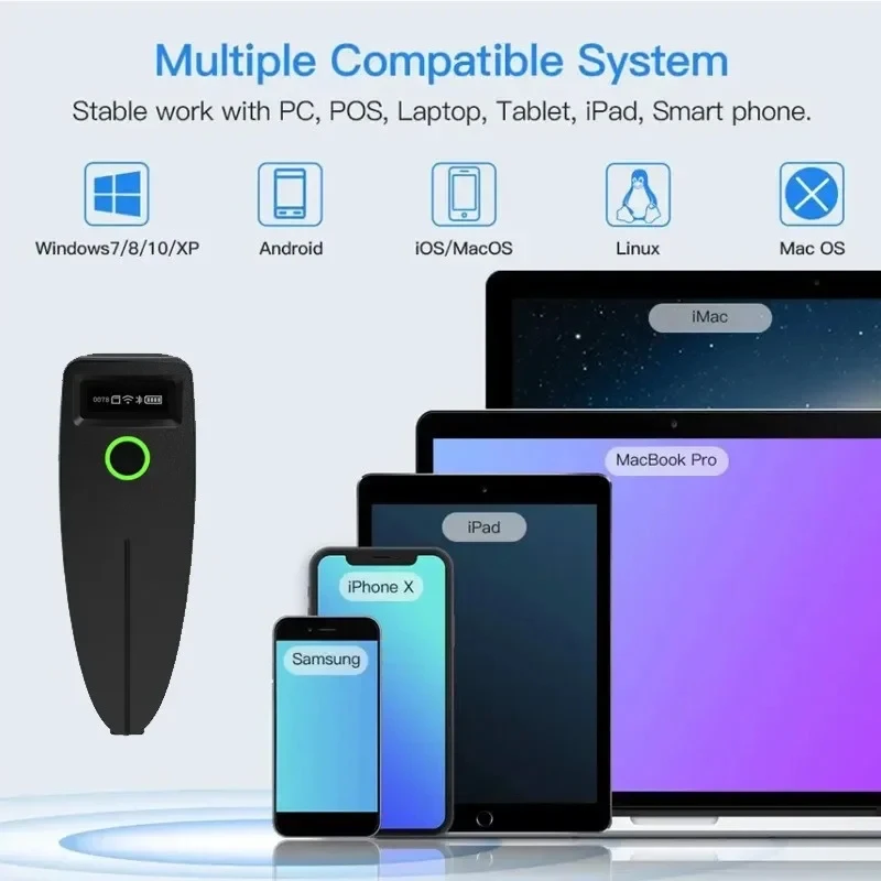 Escáner de código de barras 2D Mini USB con cable Bluetooth 2,4G inalámbrico 1D escáner 2D QR PDF417 EAN13 lector de código de barras de matriz de datos - imagen 5