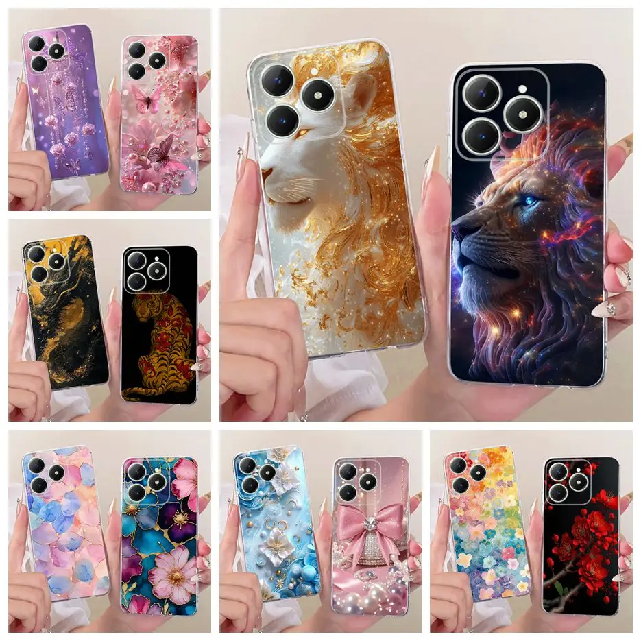 Para Realme C61 funda Realme C63 RMX3939 lindo León nueva funda pintada suave funda de teléfono delgada para Realme Narzo N63 C 61 RealmeC63 bolsas