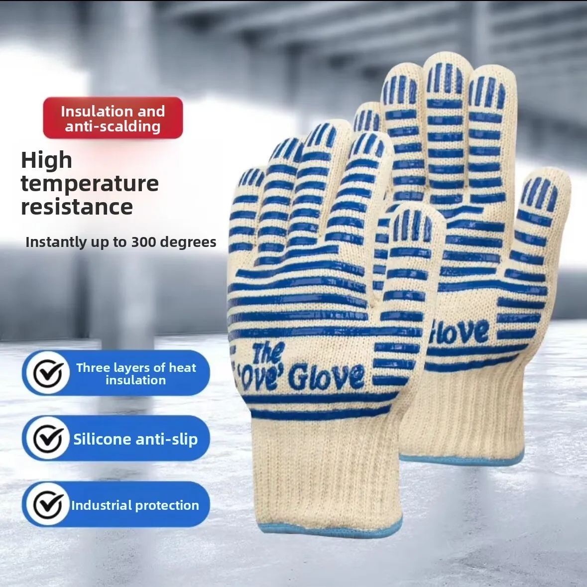 1 guantes para barbacoa 300 °   Guantes para asar resistentes al calor, manoplas antideslizantes para horno, guantes de cocina para barbacoa, asar, cocinar y hornear - imagen 2