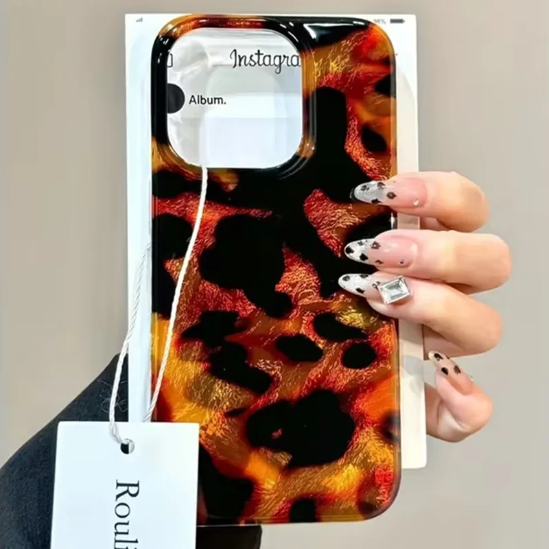 Hawksbill Style Leopard Print Phone Case for iPhone 17 Pro Max 16 15 14 13 12 11 XS X XR 7 8 se2 16 Plus 17 Air Shockproof Cover - imagen 2
