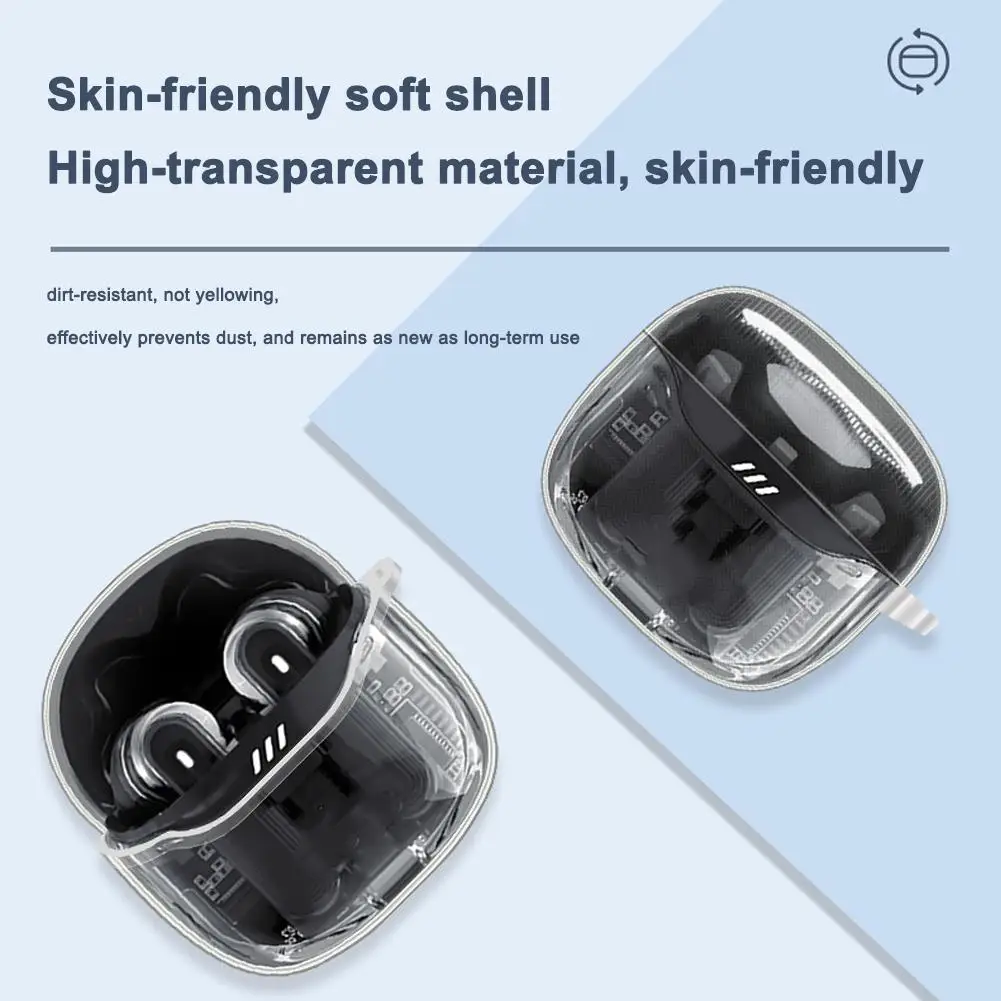 Funda para auriculares JBL TUNE FLEX2, funda protectora transparente de TPU para auriculares Bluetooth, carcasa de goma suave, funda protectora anticaída - imagen 4