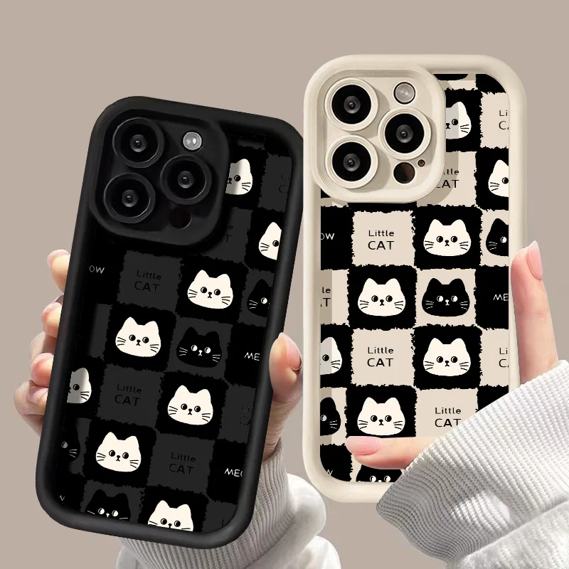 Funda de teléfono pintada con bonito gato de TPU suave para iPhone 11 13 17 Pro Max 16 15 14 12 17 Air 16E XR X Xs 7 8 Plus Funda a prueba de golpes
