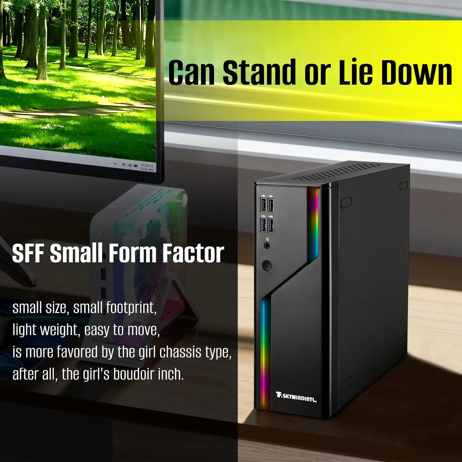 Mini ITX Case ARGB factor de forma pequeña SFF Mini-Tower HTPC cajas de PC paneles ventilados 0,8mm SPCC chasis de computadora adecuado para ITX - imagen 4