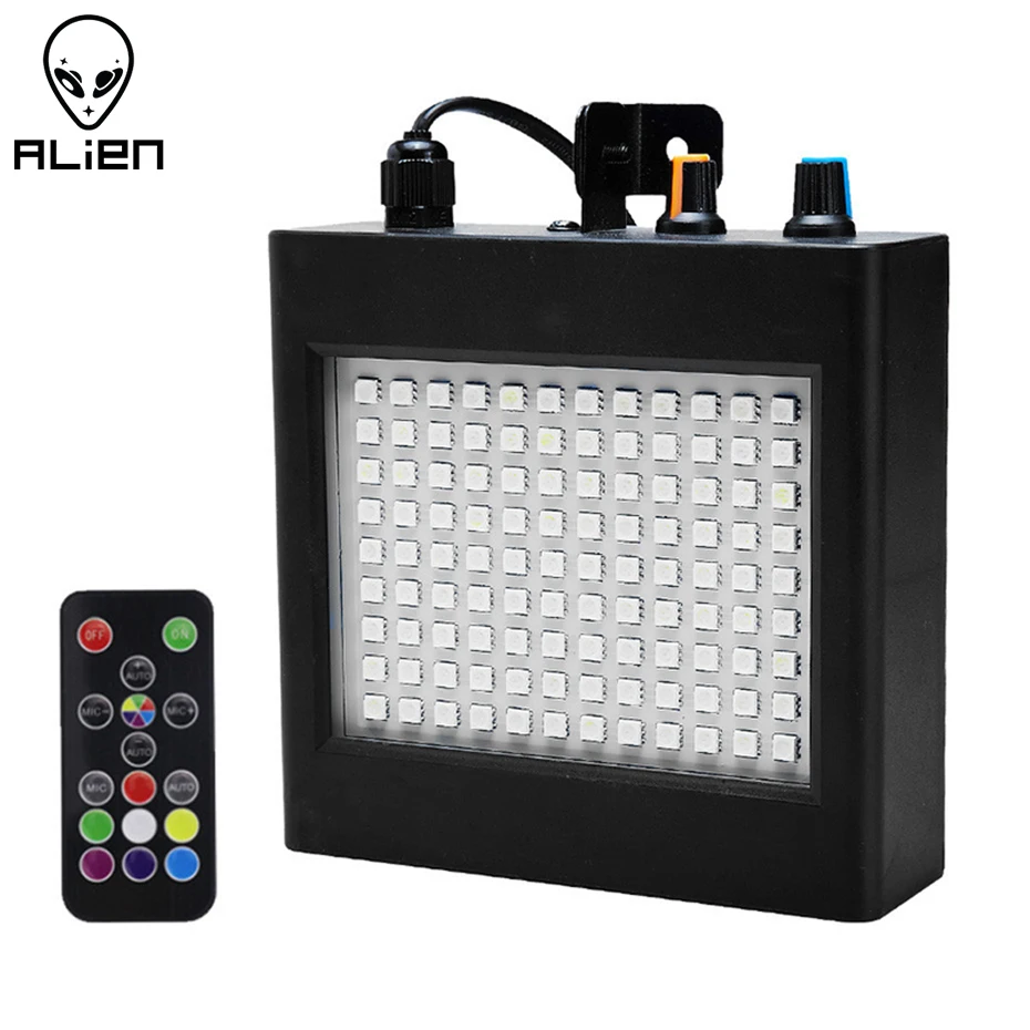ALIEN remoto 108 LED RGB estroboscópico efecto de iluminación de escenario sonido activado Club Fiesta Disco DJ vacaciones con Control de velocidad Variable - imagen 2