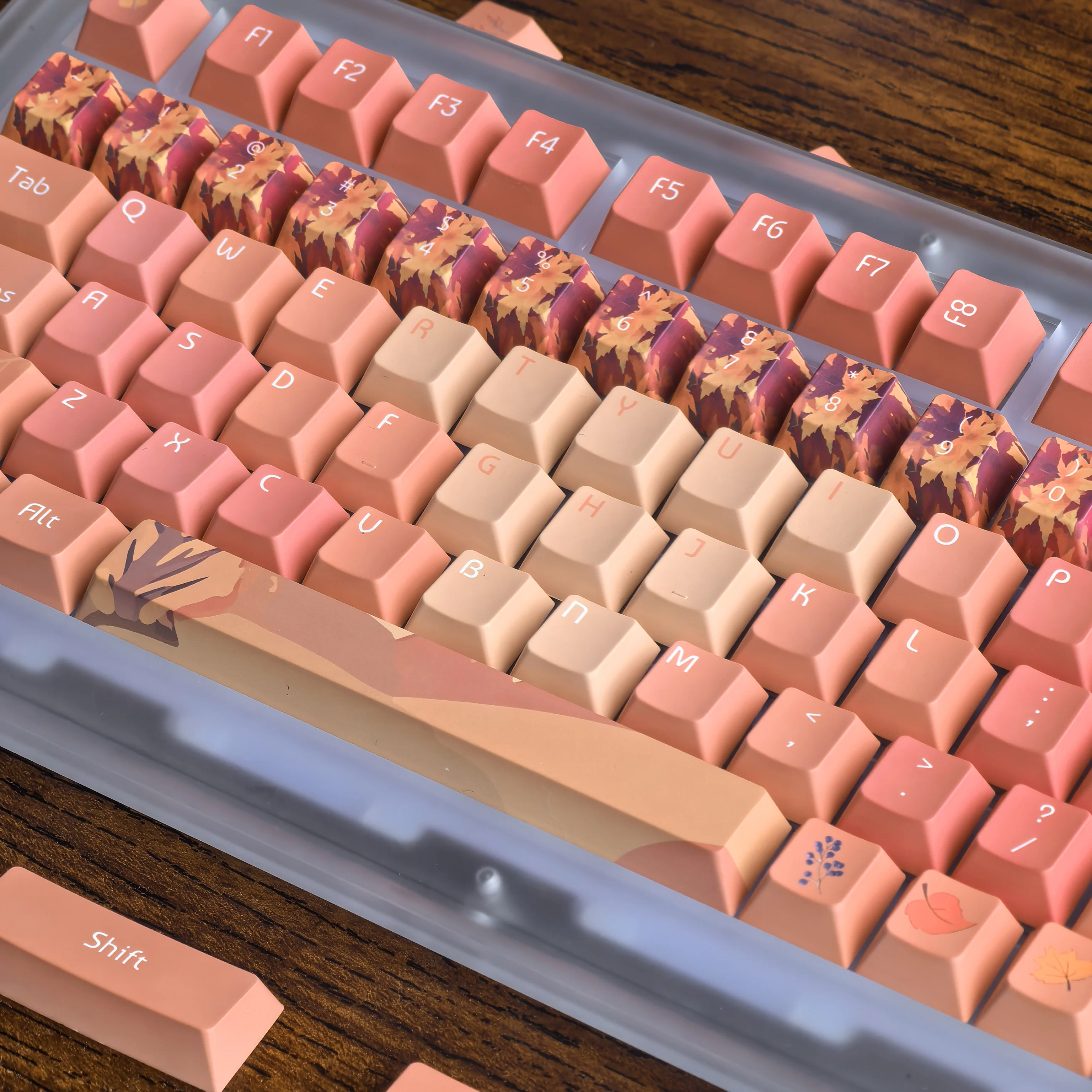 Teclas de arce de otoño, hoja de arce roja, 2,25/2,75U, barra espacial, diseño Alice, teclas de teclado, teclas naranjas Pbt de cereza - imagen 3