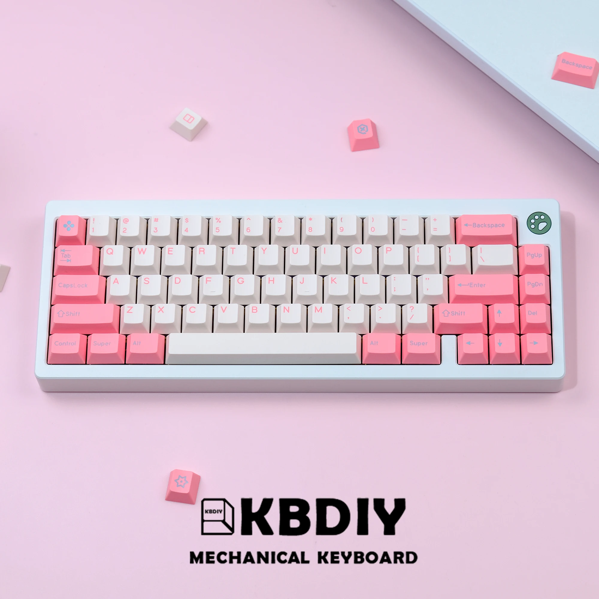 KBDiy-teclas PBT Cherry Profile GMK Valentine para teclado mecánico, teclas rosas de doble disparo, teclas ISO 160 personalizadas para interruptor MX - imagen 2