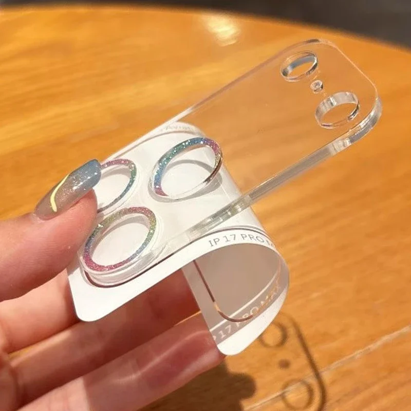 2025 nueva película protectora de cámara con purpurina para IPhone 17 Pro Max 17 Pro 17 Air 9H HD Protector de lente transparente lente trasera de vidrio cubierta completa - imagen 3