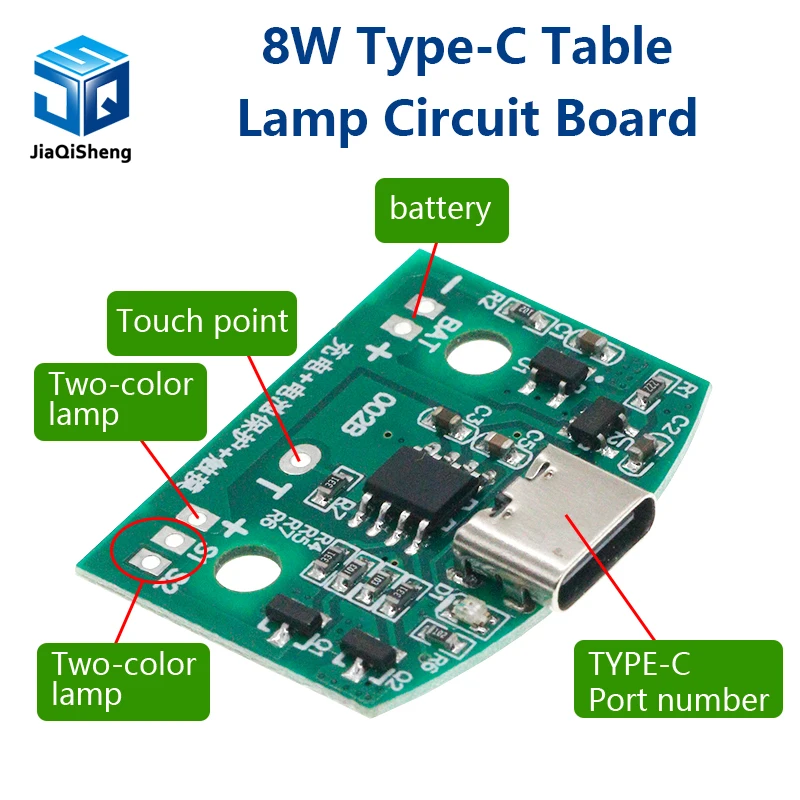 Placa de circuito de lámpara de mesa tipo C, 8W, carga USB, tres engranajes, atenuación continua, Led táctil, módulo de Control de lámpara nocturna pequeña, 1/5/10 Uds.