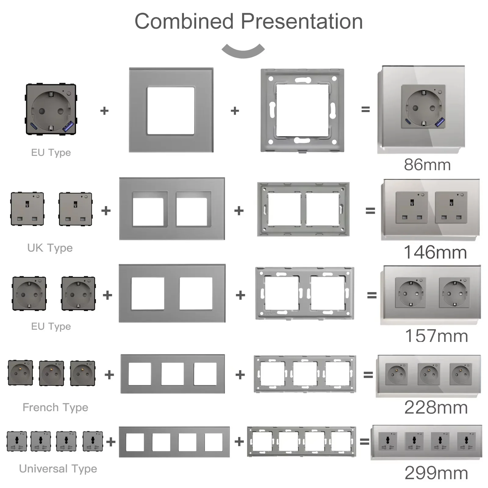 BSEED Zigbee EU/FR/UK/MF toma de corriente Universal enchufes inteligentes Monitor de energía Tuya marcos de vidrio de vida inteligente piezas de bricolaje combinación gratis - imagen 2