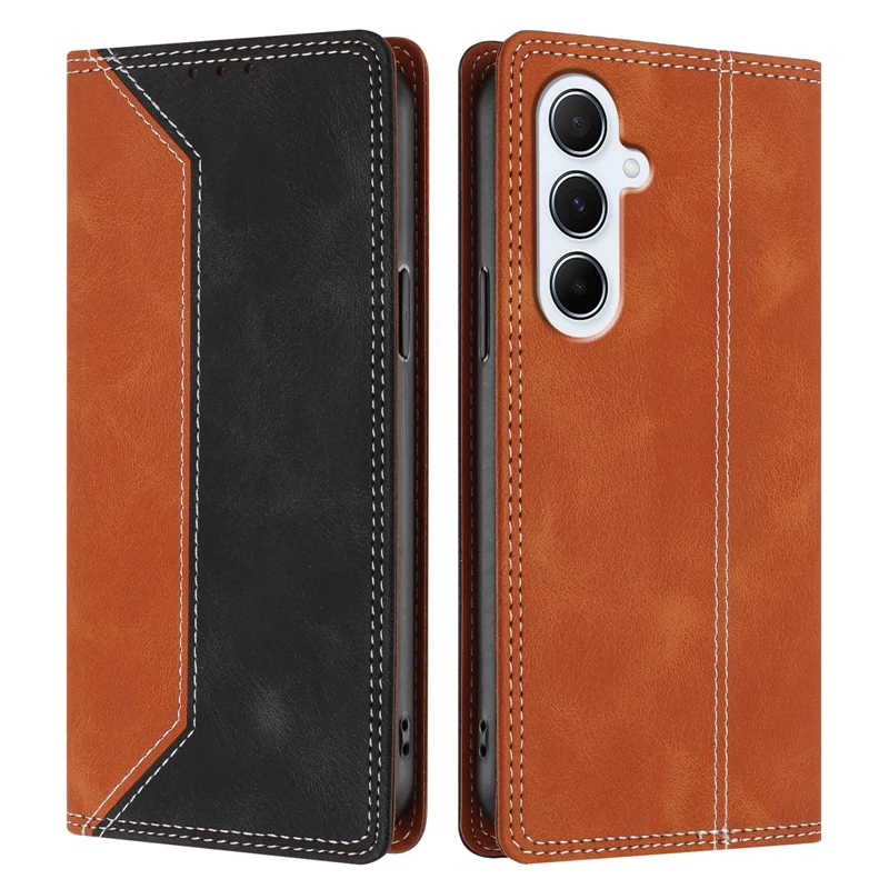 Para Samsung A17 5G Funda magnética para Coque Samsung Galaxy A17 SM-A176B A 17 4G SM-A175F Funda de cuero con bloques de Color a la moda - imagen 2