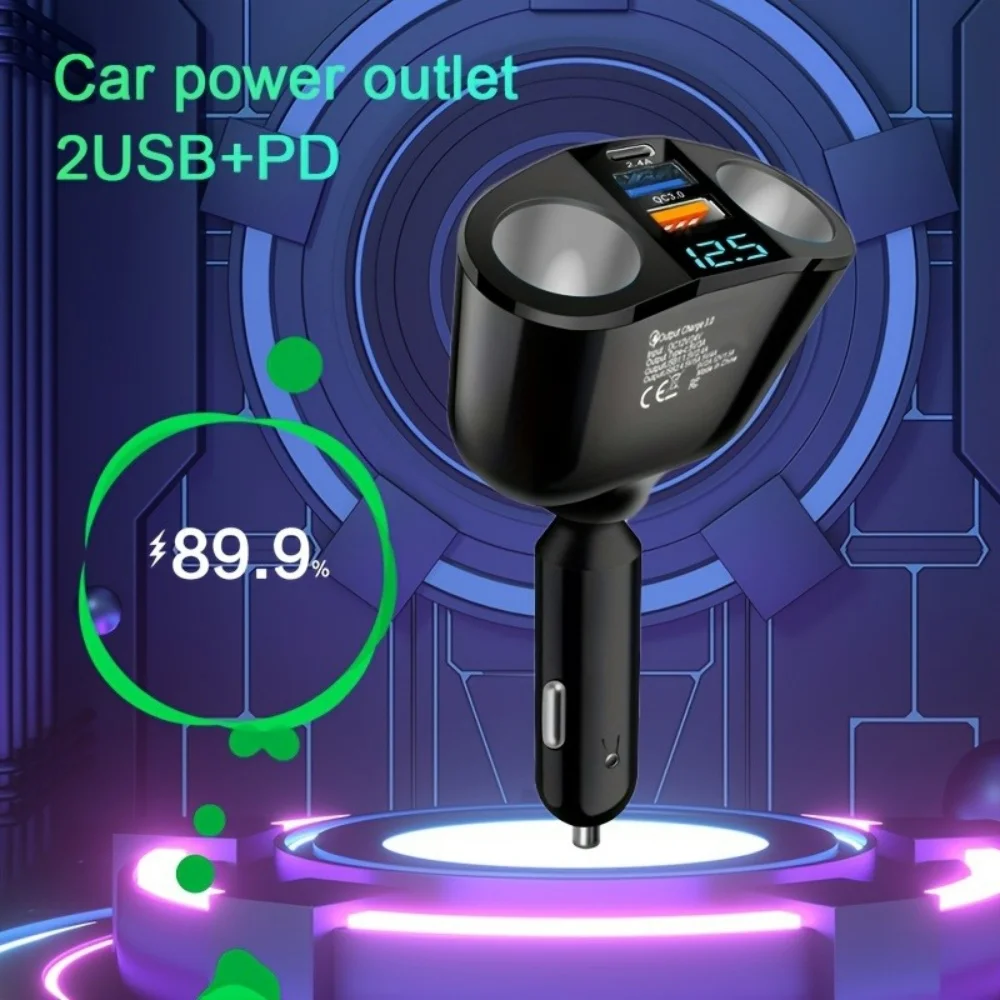 Se pueden cargar múltiples dispositivos al mismo tiempo con pantalla digital, adaptador de cargador de coche de doble puerto