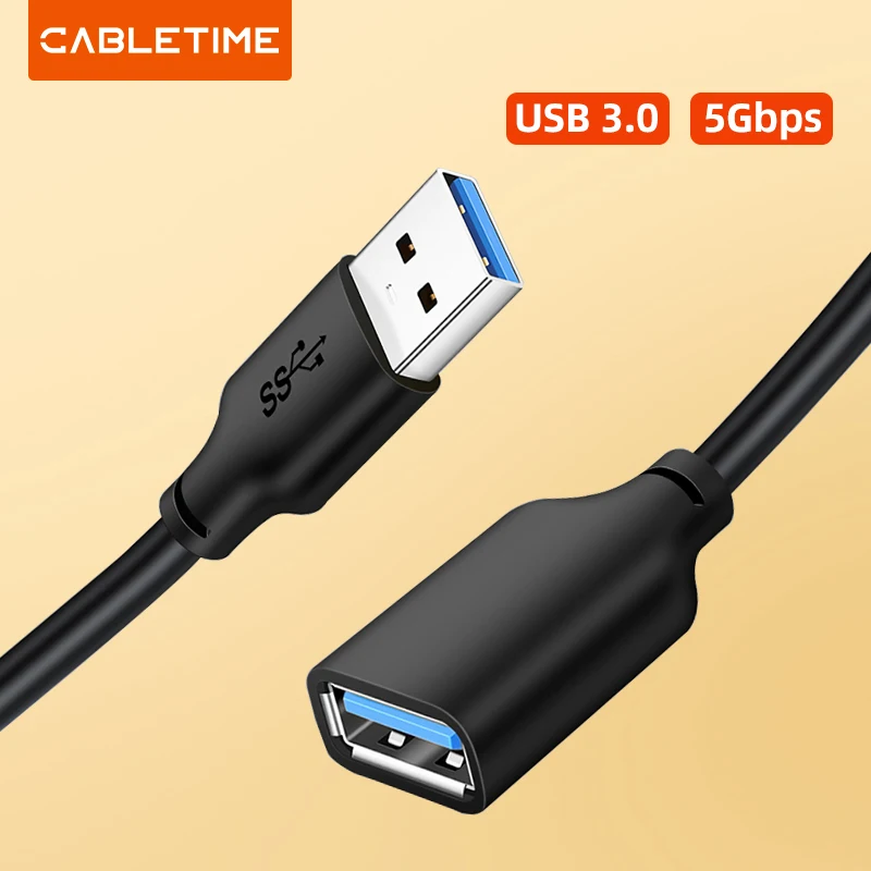 CABLETIME-Cable de extensión USB 3,0 a USB M/F, extensor de datos de 5Gbps para TV Smart PS4 X box SSD, C267 - imagen 2