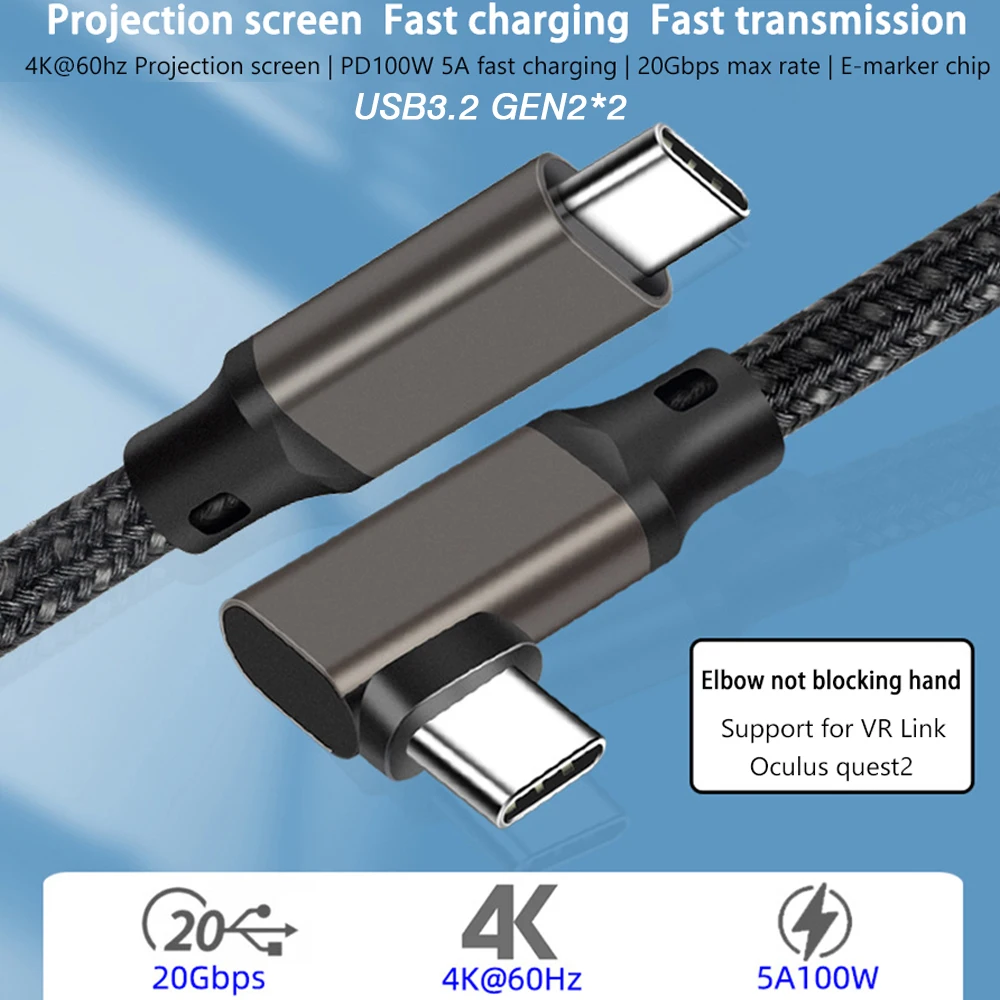 Ugrourd-Cable de transferencia de datos tipo C a tipo C, Cable de súper carga PD100W para teléfono, portátil, gafas VR, USB3.2 Gen2 * 2 20gbps - imagen 3