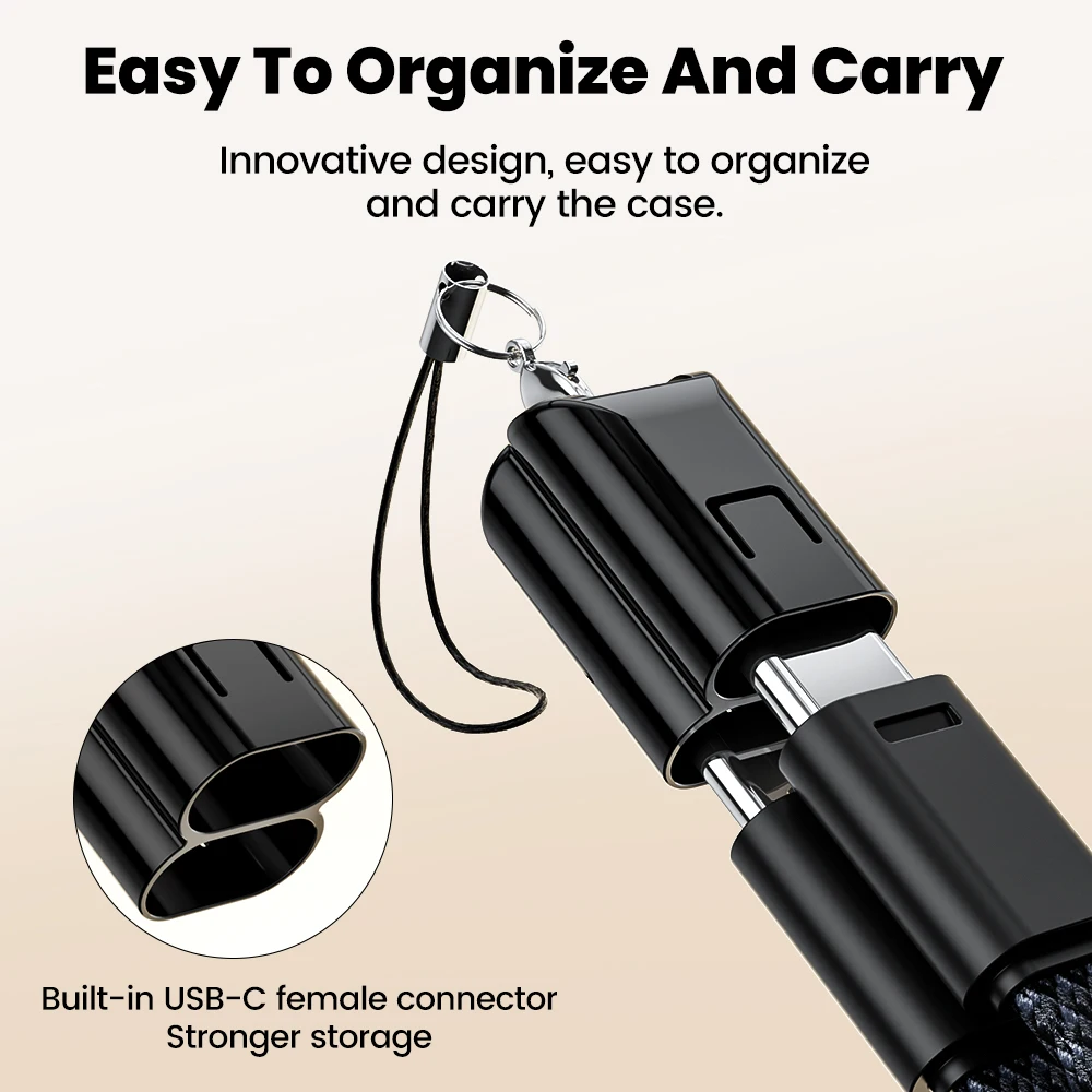 Cable USB C corto de carga rápida de 60W, cordón para llavero, Cable tipo C a tipo C para iPhone 15 16, Samsung, Xiaomi, Cable de banco de energía - imagen 5