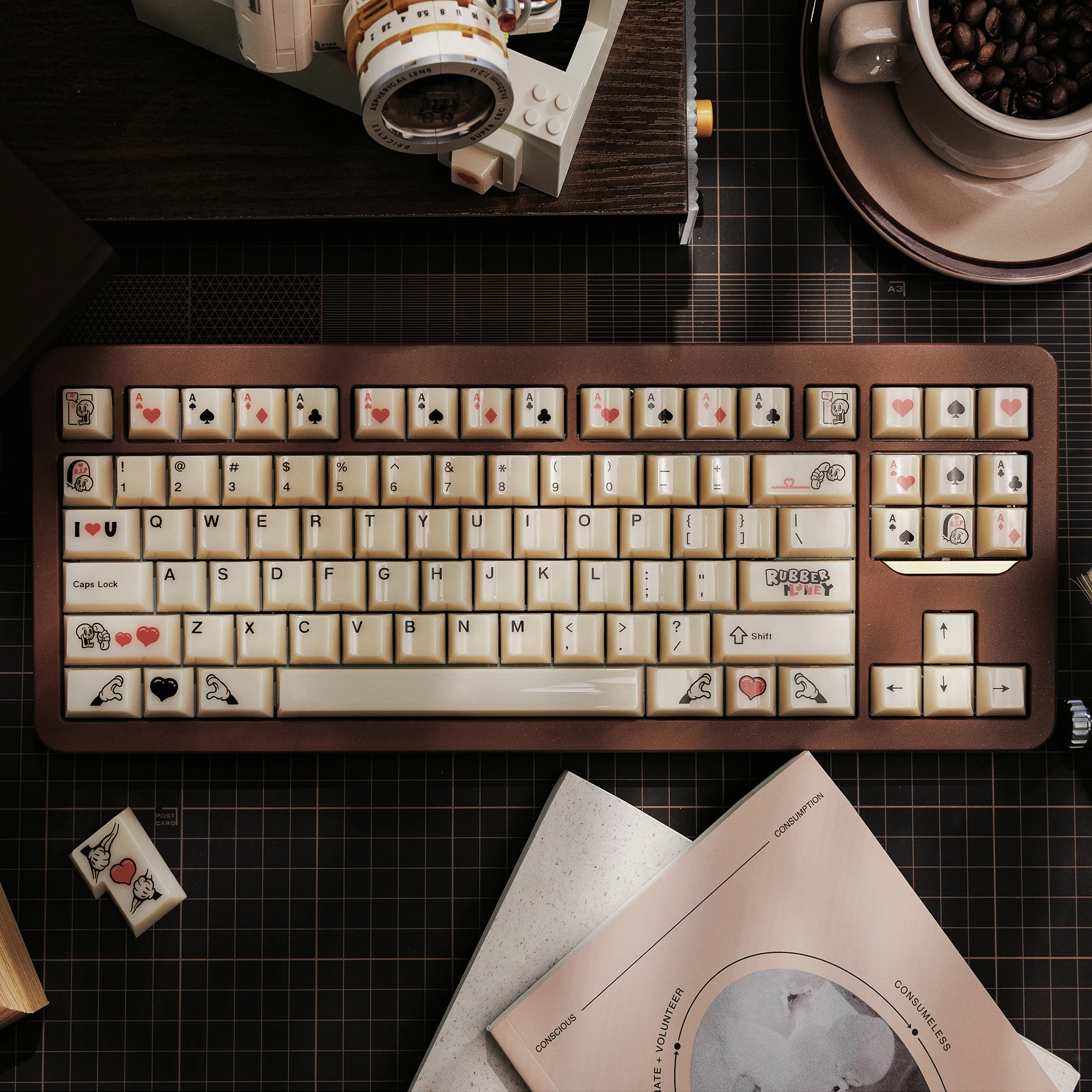 Domikey X JOE goma amor Keycap Cherry perfil PC retroiluminado pantalla de seda para teclado mx 104 xd64 xd68 BM60 BM65 BM68 BM80 - imagen 3