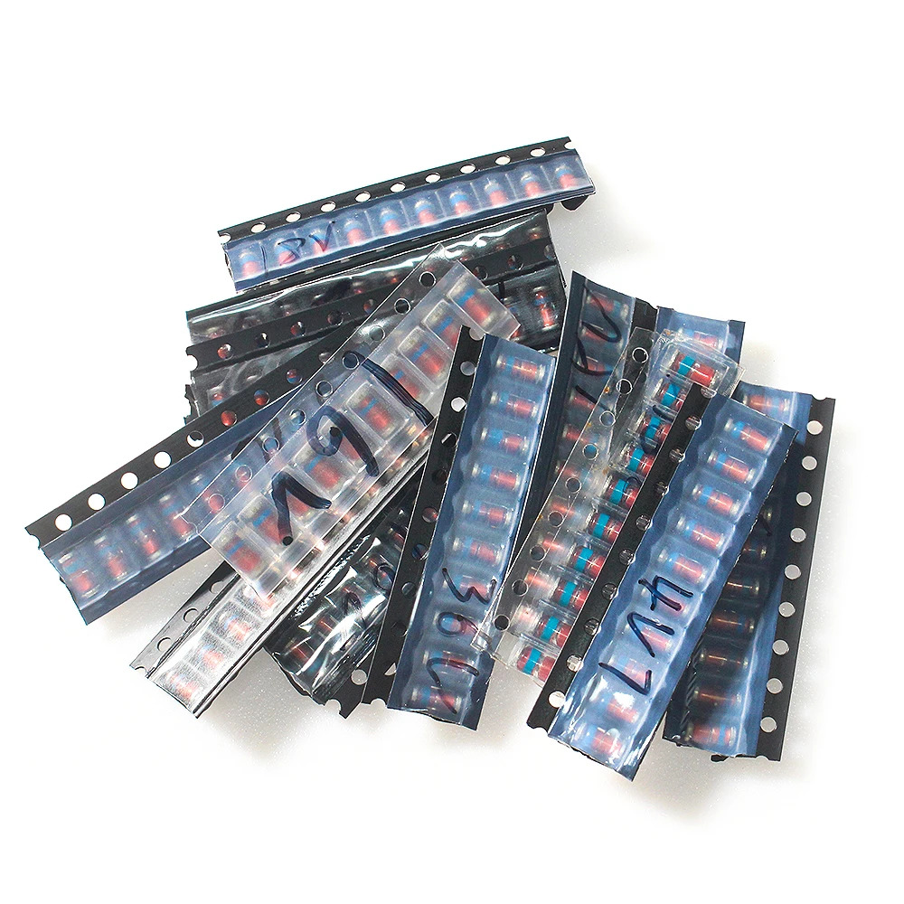 Kit de diodos Zener SMD LL41 de 1W, 3,3 V ~ 36V, 13 valores x 10 piezas = 130 piezas, 1W, kit surtido de diodos reguladores de voltaje de 4,7 V, 5,1 V, 6,8 V y 7,5 V - imagen 3