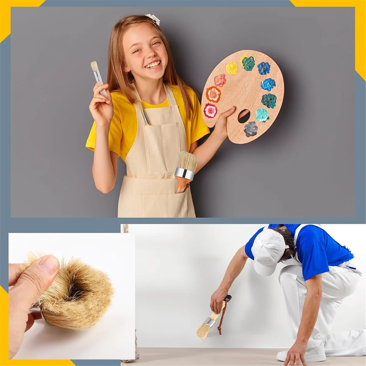 Juego de pinceles de plantilla de tiza SUPER HOT, 11 Uds., pinceles de plantilla con mango de madera - imagen 3