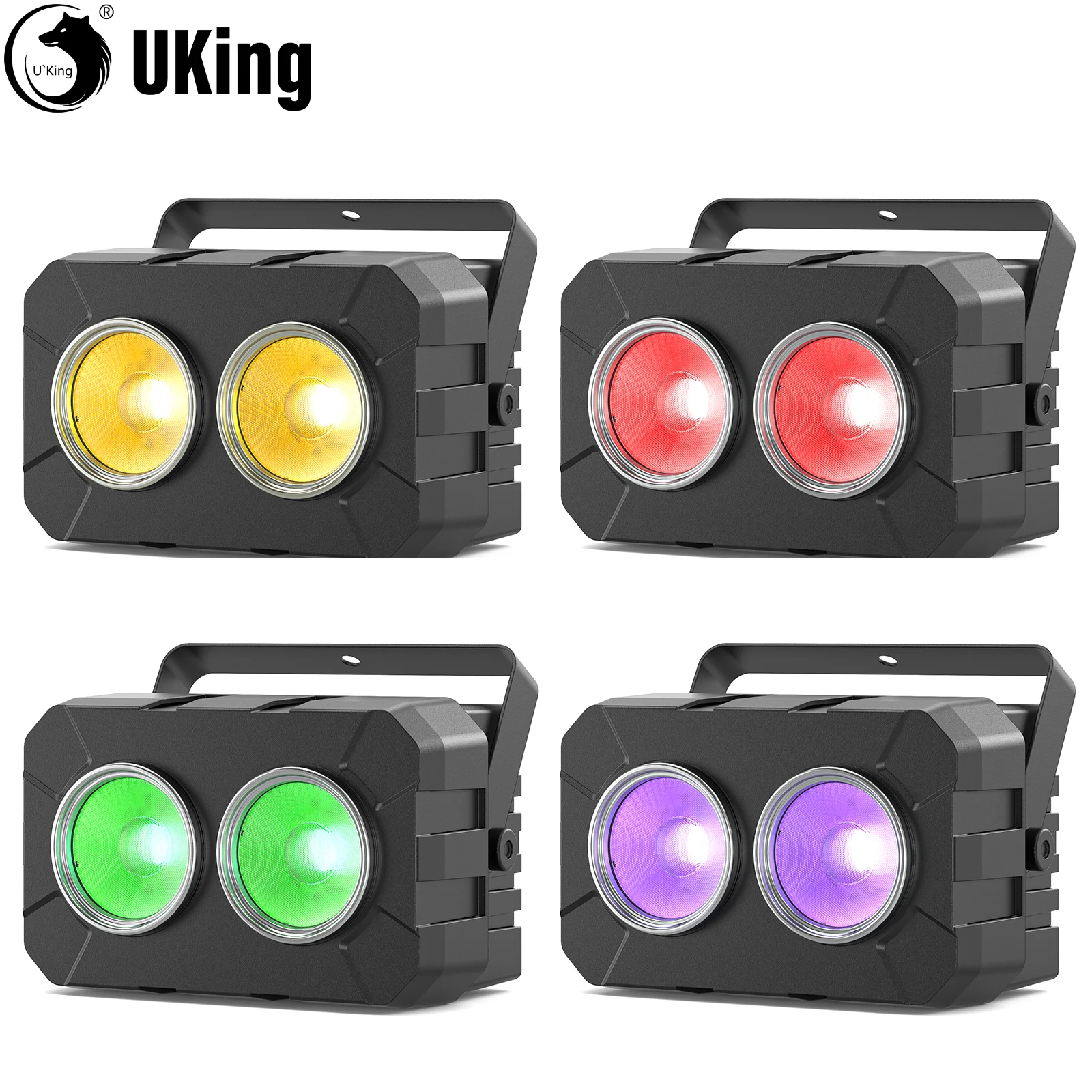 U'King 4 Uds RGBW COB luces LED de teñido Par luces elevadoras de 2 ojos DMX512 luces de escenario activadas por sonido para eventos fiesta boda Club Bar - imagen 2