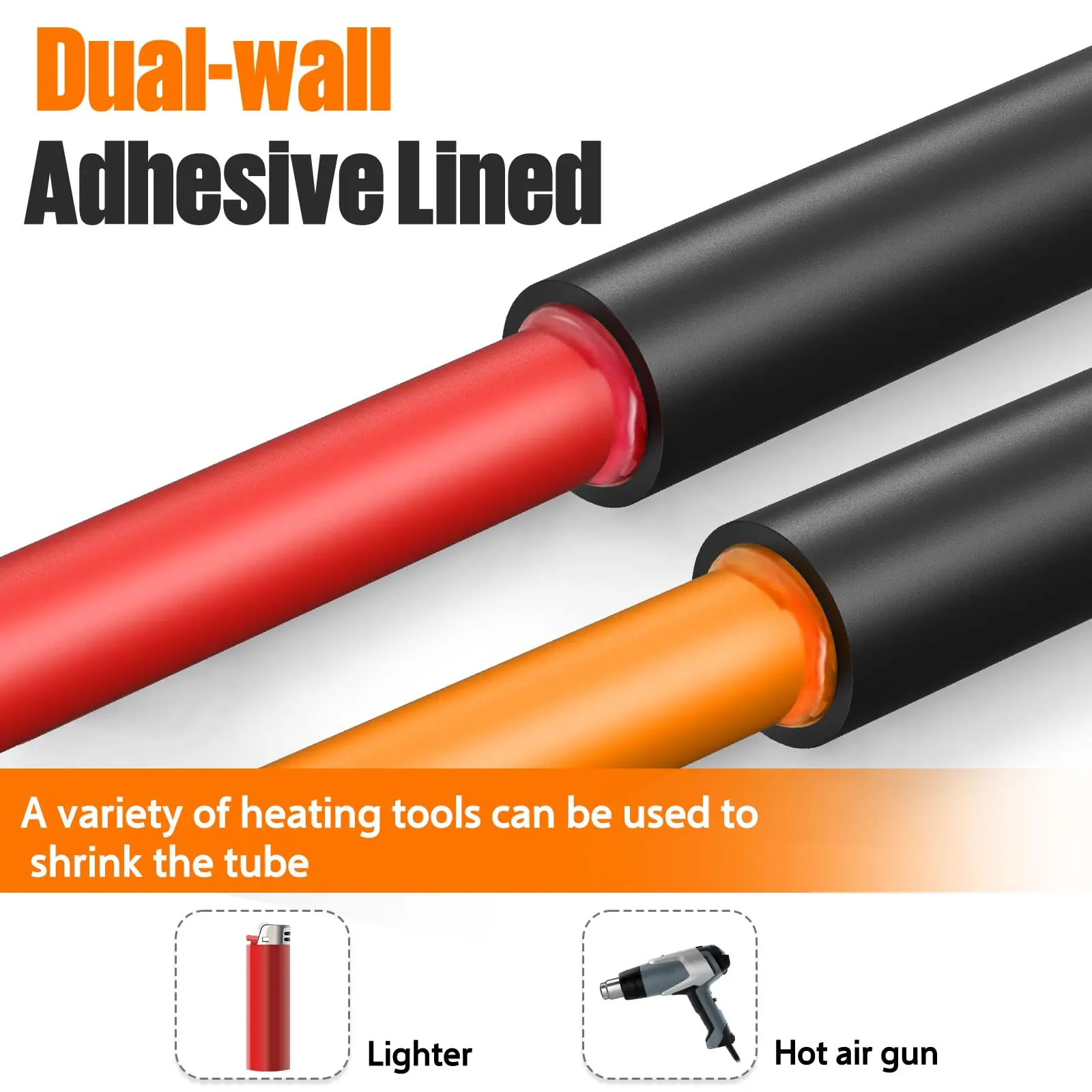 Kit de tubos termorretráctiles de 90 mm/3,54 pulgadas, 180 piezas, revestimiento adhesivo de relación 3:1, tubo de doble pared, grado marino, 7 diámetros, termorretráctil - imagen 4