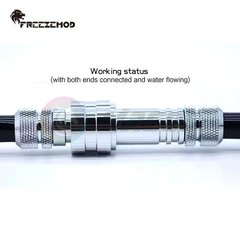 FREEZEMOD Parada de agua Desconexión rápida Pasar dos extremos Desconexión Parada de agua Conexión, G1/4 ''Negro/Plata ZSZT-T1 - imagen 3