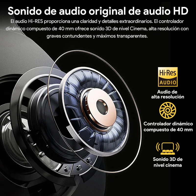 QCY-auriculares inalámbricos H3 ANC, cascos por encima de la oreja con Bluetooth 5,4, Audio de alta resolución, 43dB, híbridos, cancelación activa de ruido, 60H - imagen 2
