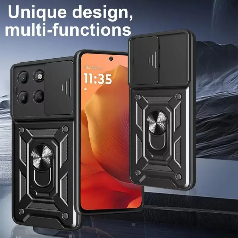 Cubierta de soporte de anillo de Metal magnético para Motorola G96 G86 G56 lente deslizante cámara a prueba de golpes armadura estuche rígido para Moto G 96 86 56 G75 - imagen 2