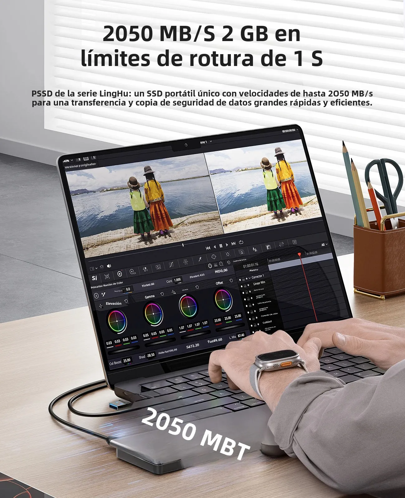 ORICO SSD portátil de 2 TB hasta 2000 MB/s USB 3,2 Gen 2x2 Ultra-Mini compacto con cable USB C 2 en 1, unidad de estado sólido externa - imagen 4