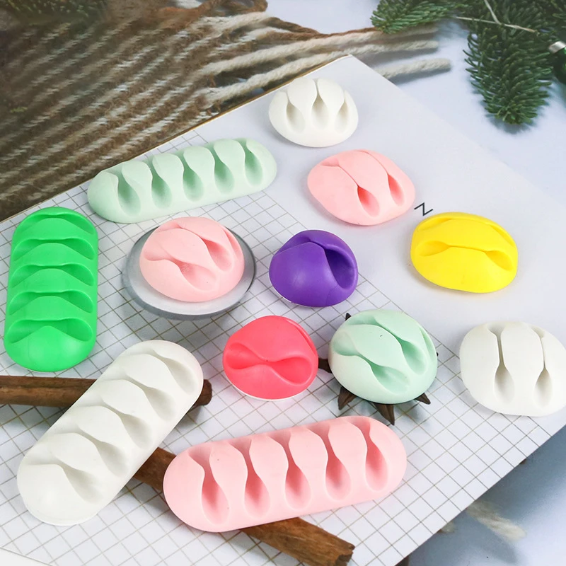 Organizador de cables, soporte de cables Flexible, enrollador de línea de datos USB, Clips de silicona para ratón, teclado, Protector de auriculares - imagen 3