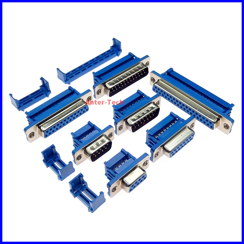 5 uds DB9 DB15 DB25 DB37 DIDC9/DIDC15/DIDC25/DIDC37 conector de puerto serie macho hembra idc tipo de engarzado D-SUB adaptador rs232