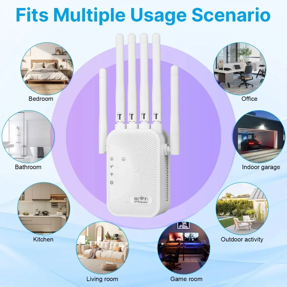 VIKEFON-amplificador Wifi de 1200Mbps, repetidor de doble banda 2,4G 5G, expansor de red, extensor de rango, amplificador de señal WiFi, enrutador inalámbrico - imagen 5