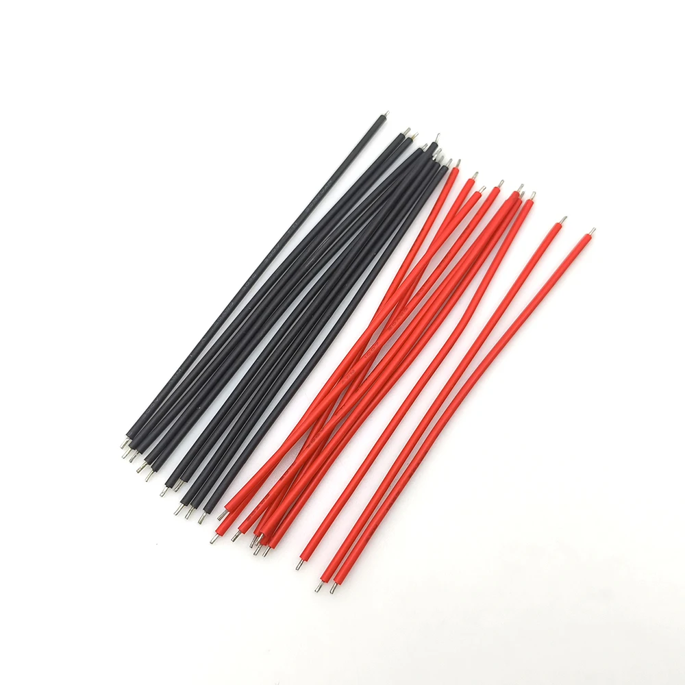Cable de soldadura PCB de doble cabezal, 10/100 Uds., 10cm, 15cm, 20cm, 20AWG, Cable de puente volador, Conductor de estaño, negro y rojo - imagen 4