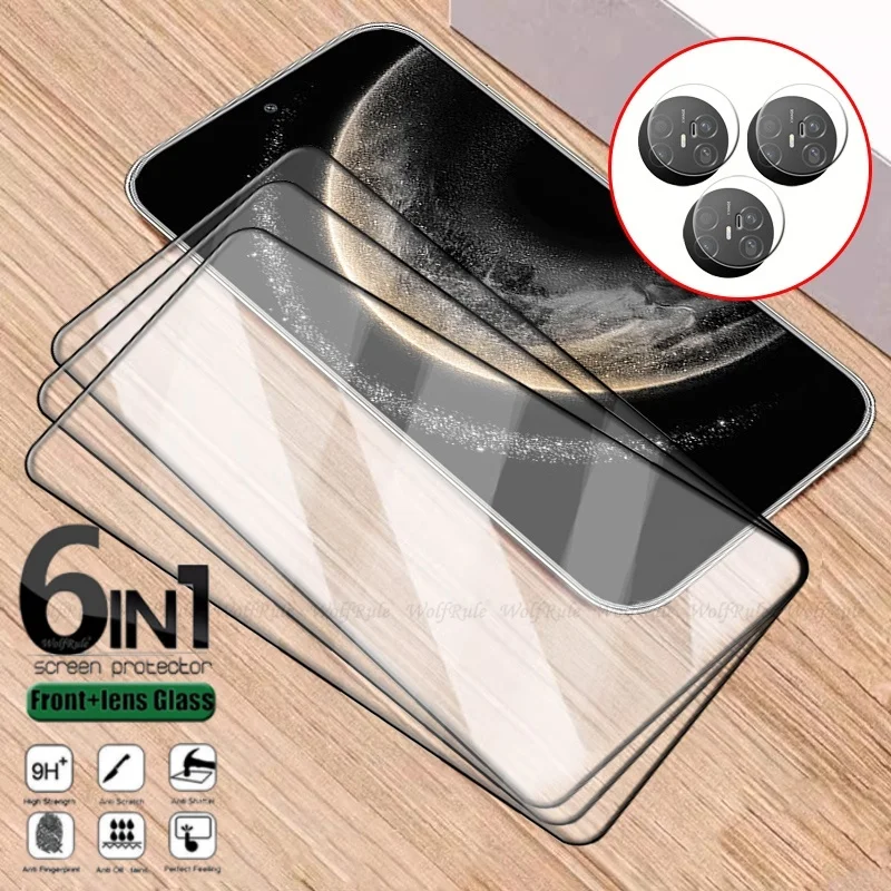 6 en 1 para Huawei Mate 70 Air Glass Huawei Mate 70 Air Glass cubierta completa pegamento 9H Protector de pantalla Huawei Mate 70 lente de aire de vidrio
