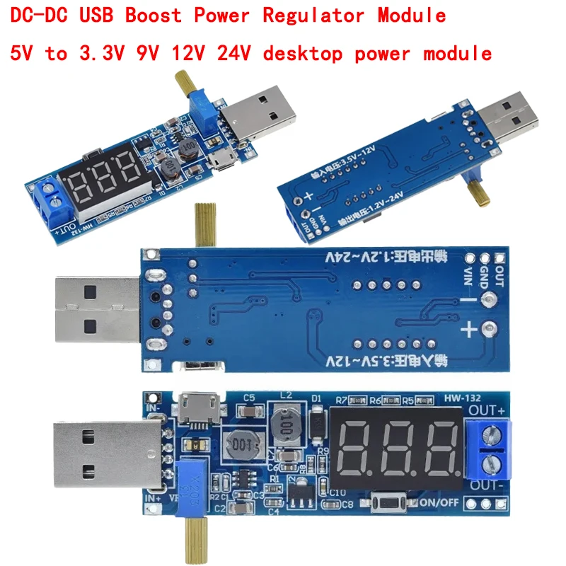 Módulo regulador de potencia USB DC-DC 5V a 3,3 V 9V 12V 24V módulo de alimentación de escritorio digital