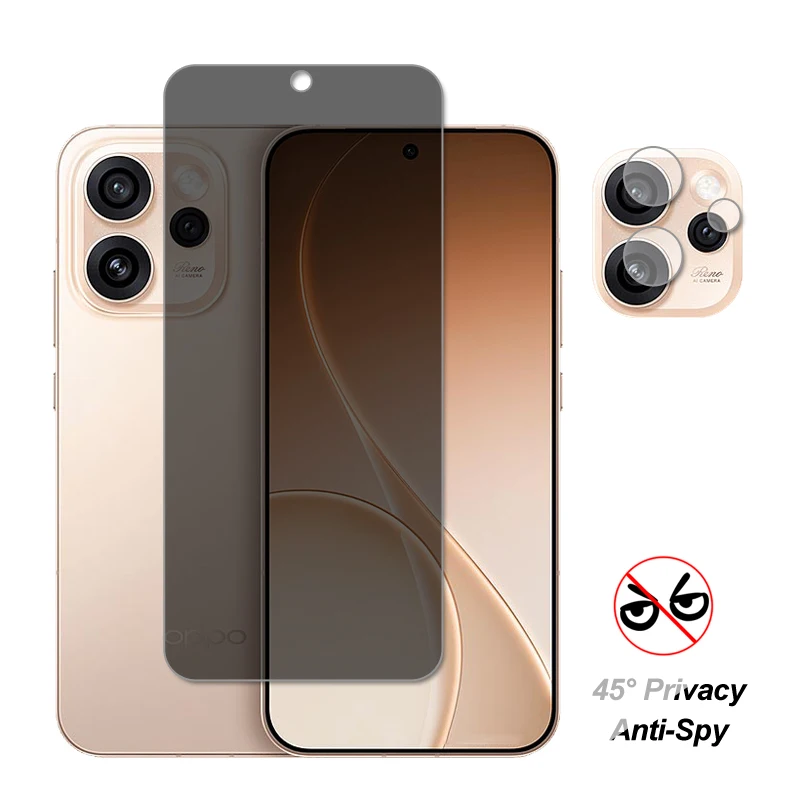 Para OPPO Reno15 Pro Glass Reno15 Pro China Protector de pantalla privacidad vidrio templado película protectora de lente de cámara de teléfono en Reno 15