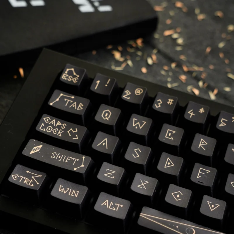 Nuevas poemas estrellados, teclas mecánicas personalizadas, sublimación térmica Pbt, personalidad, Retro, negro, portátil, juego de oficina, tapa de llave - imagen 5