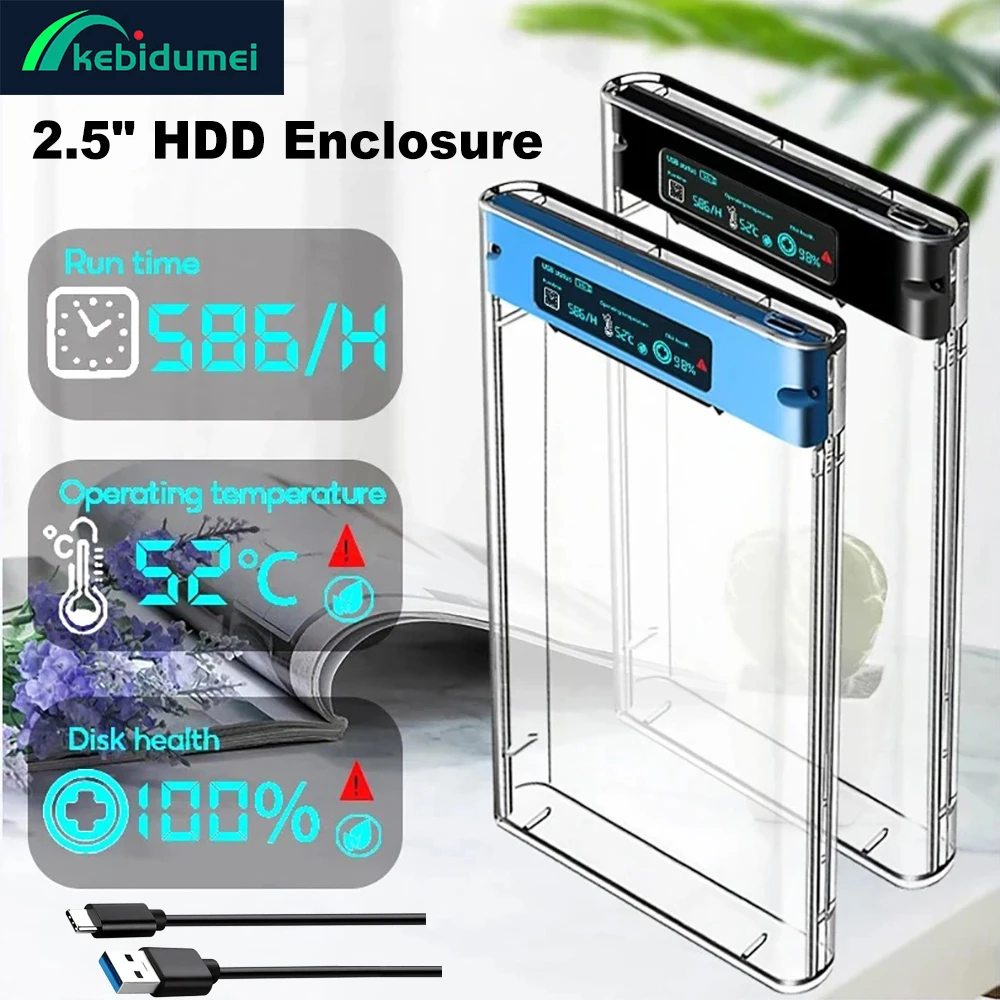Caja HDD externa USB 3,1, 5Gbps, 2,5 pulgadas, transparente, carcasa para disco duro, SATA HDD SSD, caja de almacenamiento para ordenador portátil y PC - imagen 2