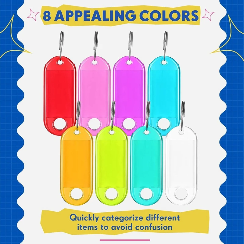 Etiquetas para llaves de doble cara, etiquetas para llaveros con ID, identificadores, anillo Flexible, 8 colores, 200 piezas - imagen 3