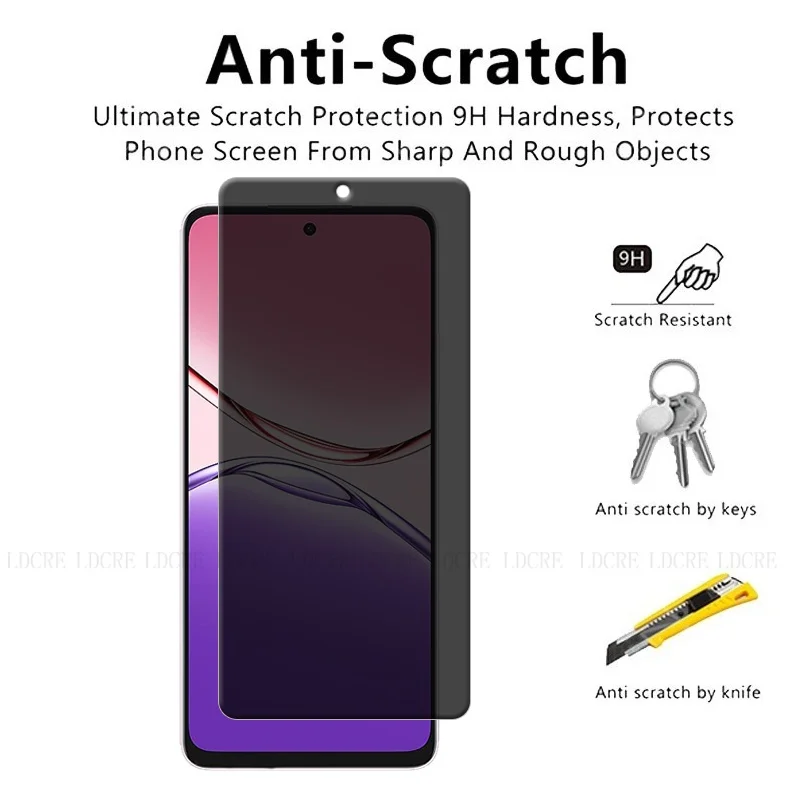 4 Uds para OPPO A5 Pro 5G vidrio para OPPO A5 Pro Protector de pantalla protectora antideslumbrante privacidad Anti-espía vidrio templado OPPO A5 Pro - imagen 2