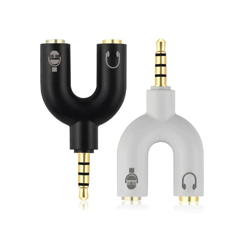5/10 Uds adaptador tipo U doble 3,5 MM enchufe para auriculares Cables de Audio divisor micrófono 2 en 1 conector giratorio convertidor de Audio