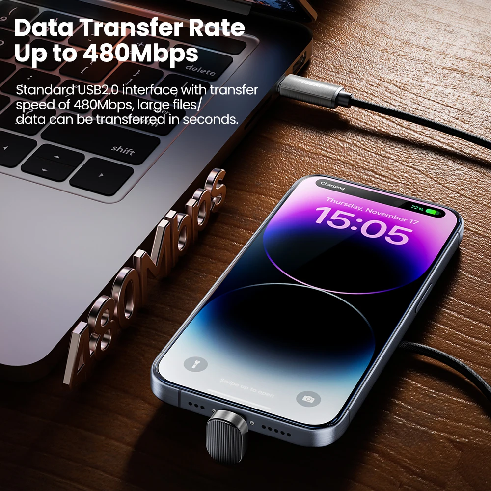 Toocki PD 20W codo en forma de U tipo C Cable de carga rápida USB Cable de datos de iluminación para iPhone 14 13 12 Pro Max XS XR Macbook Tablet - imagen 3