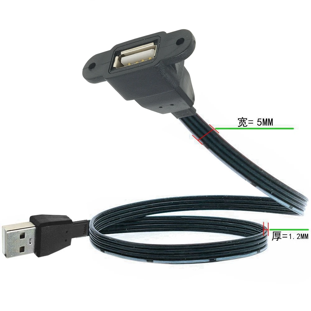Cable de extensión de impresora USB 2,0 A hembra, montaje en Panel a USB A macho, ángulo recto arriba y abajo, con Cable de extensión de montaje en oreja - imagen 4