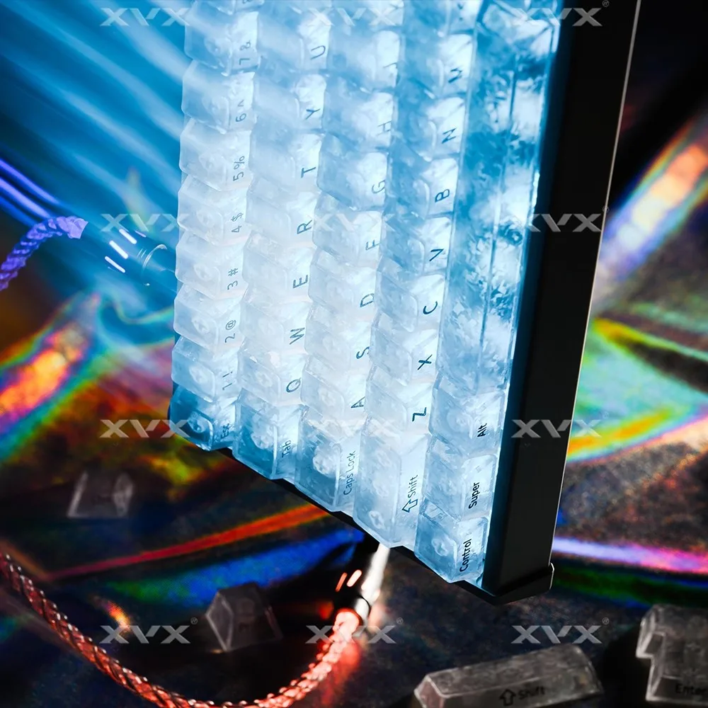 Teclas con textura de carbono hielo, tapa de teclado con perfil de cereza de PC personalizada Simple para regalo de teclado mecánico - imagen 5