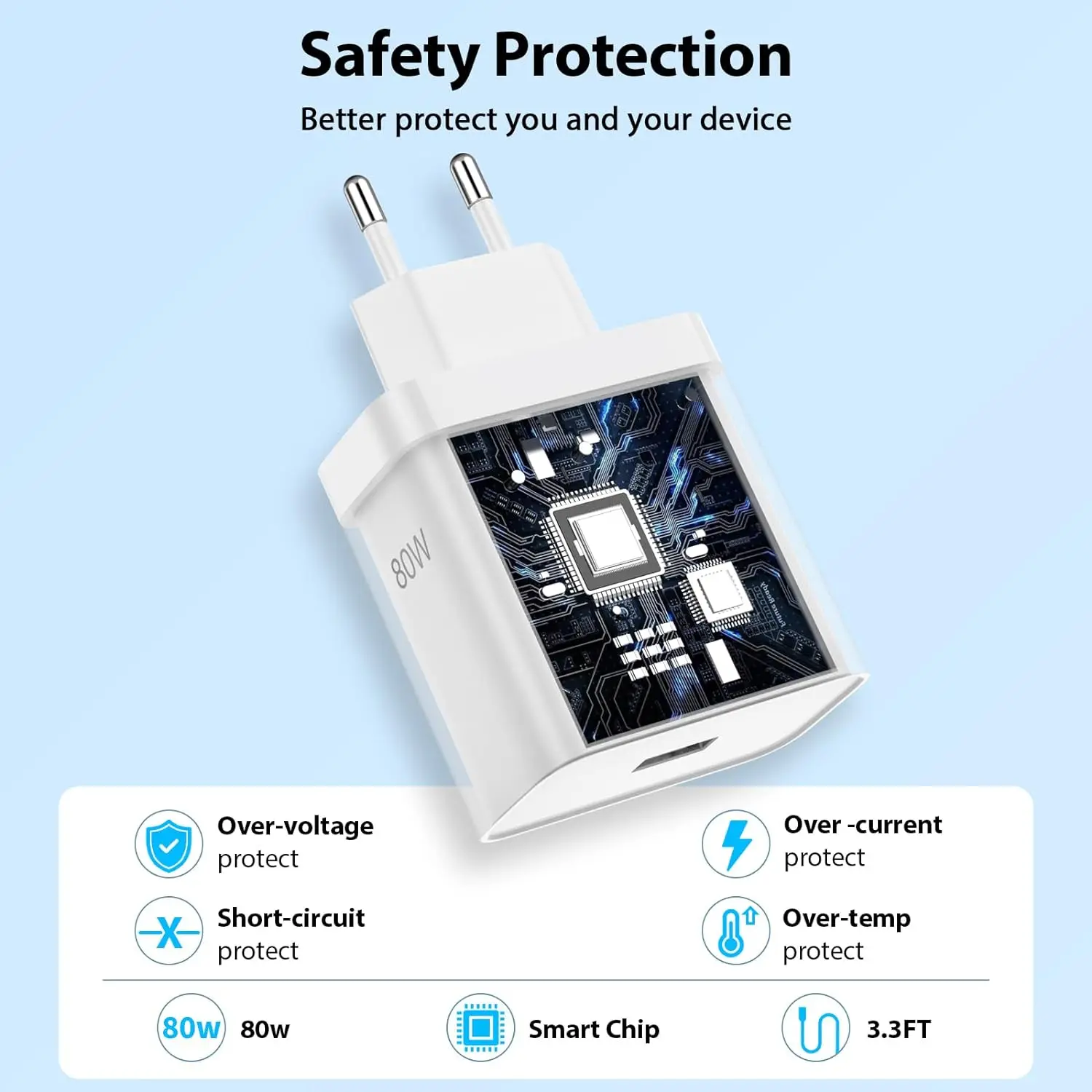 Cargador de pared rápido para OnePlus, Cable USB tipo C, 80W, SuperVOOC, para OnePlus 10, 11, 12, Nord, CE 2, 3 Lite, realme OPPO, 10 GT, NEO 2, 3 - imagen 3