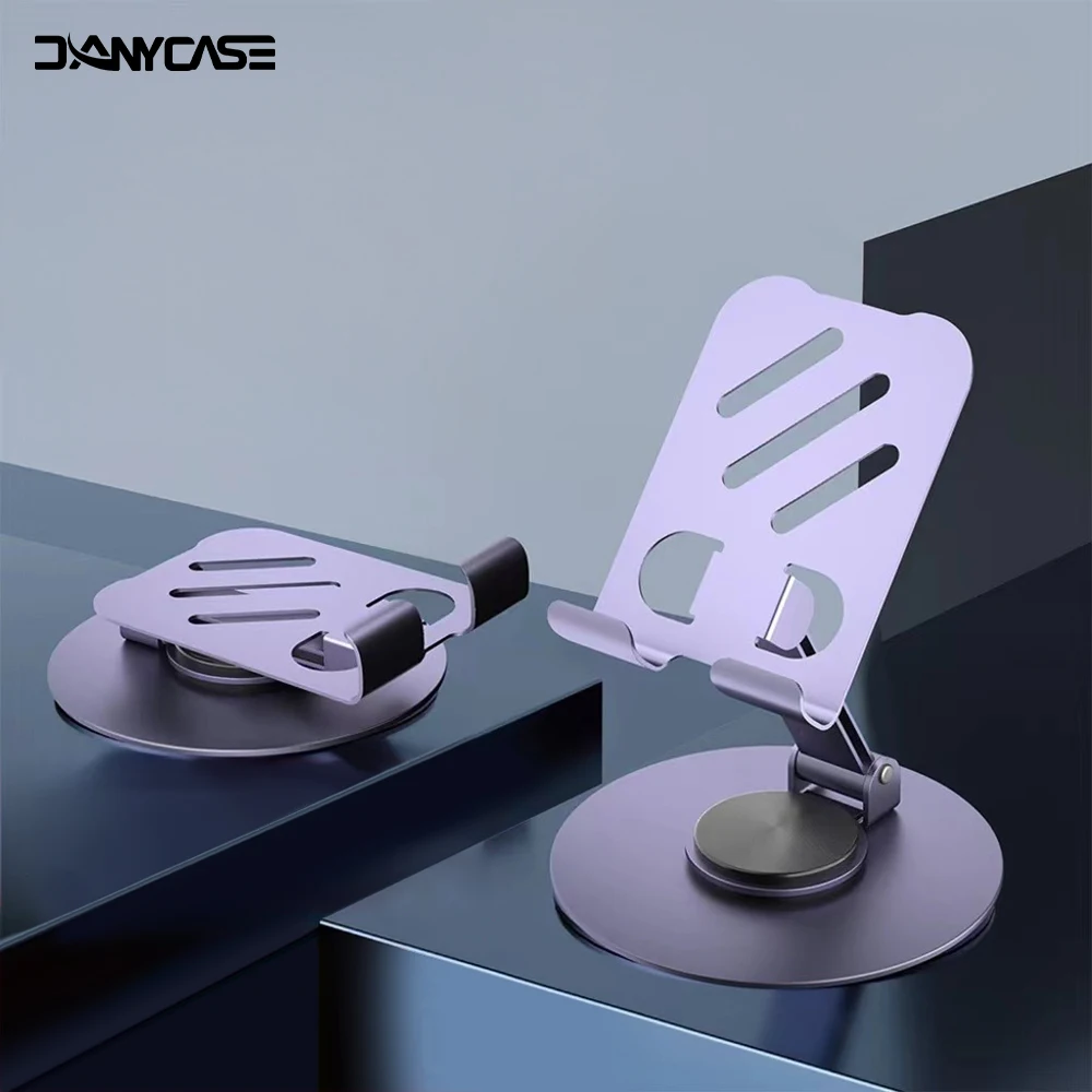 Soporte para teléfono móvil con rotación de 360 grados, totalmente metálico, de aluminio, soporte Universal, diseño plegable de doble eje, estable, anticaída