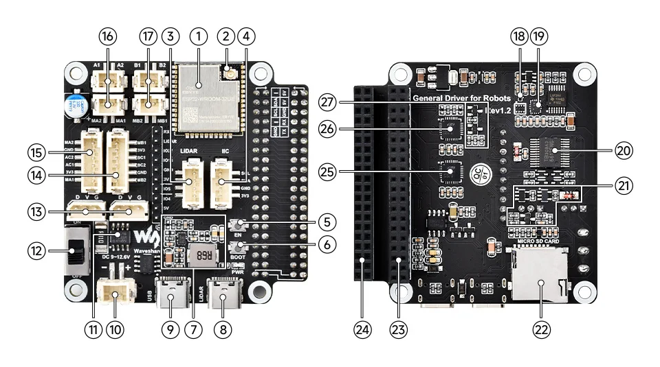 5 + 1 DOF High-Torque Serial Bus Servo Robotic Arm Kit, General Driver Board onboard components